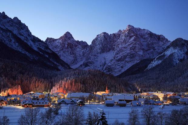 The village of Kranjska Gora is sometimes called ‘a poor man’s Austria,’ but it features 30 kilometres of pistes, and 21 chair lifts.
