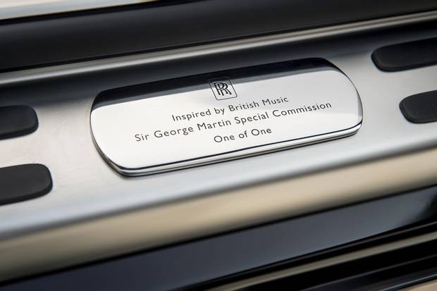A plaque in the George Martin-inspired Rolls-Royce Wraith.