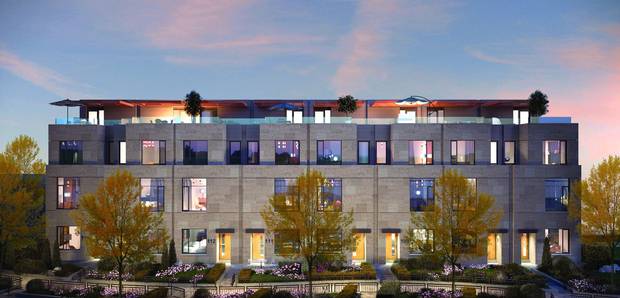 The three-storey townhomes will have 300 sq.-ft. rooftop terraces.