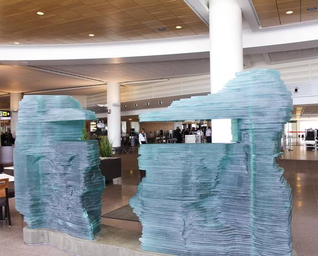 Warren Carther’s Aperture is a large-scale sculpture at Winnipeg’s Richardson International Airport.