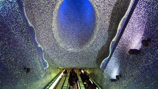 The ceiling of the Toledo metro station in Naples.