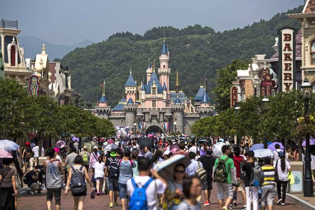 Travellers facing a long layover can fill the time with a ‘flash visit’ to Hong Kong Disneyland, seen in 2015.