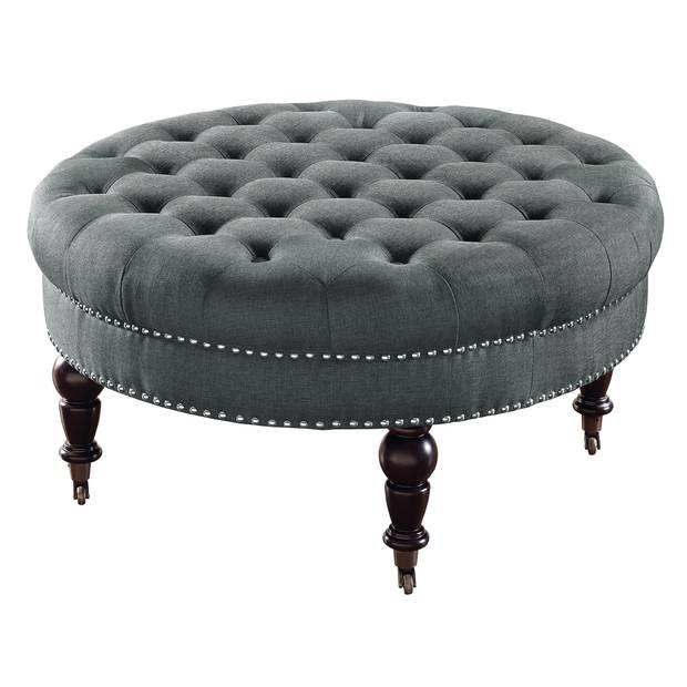 Isabelle linen tufted ottoman, $197.85 at The Home Depot (www.homedepot.com).