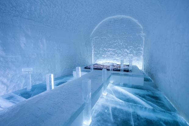 Icehotel, a world famous hotel and an art exhibition made of ice and snow.
