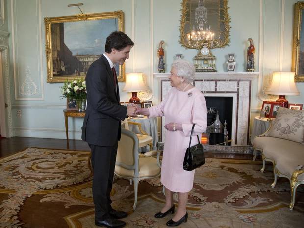 Justin Trudeau meets the Queen during a private audience at Buckingham Palace on Nov. 25, 2015.