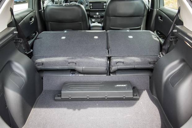 A folding rear seat gives the Leaf excellent cargo capacity.