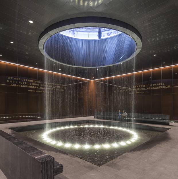 The 'Contemplation Court' features a fountain descending from the ceiling.