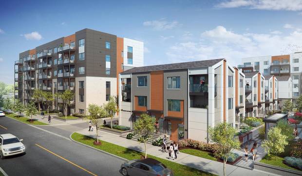 The project consists of 228 mid-rise suites and 100 townhomes.
