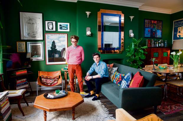 Luke Edward Hall, left, and Duncan Campbell in their north London flat, February 7, 2016.