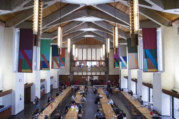 One Trent University student described the the buttresses and high ceiling of Champlain College’s Great Hall as ‘Hogwarts-like.’ The Peterborough, Ont., college was designed by architect Ronald Thom.