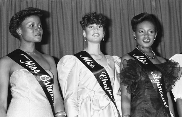 Miss Black Ontario Contestants: Miss Oshawa, Miss Chatham and Ms. Agincourt, 1981.