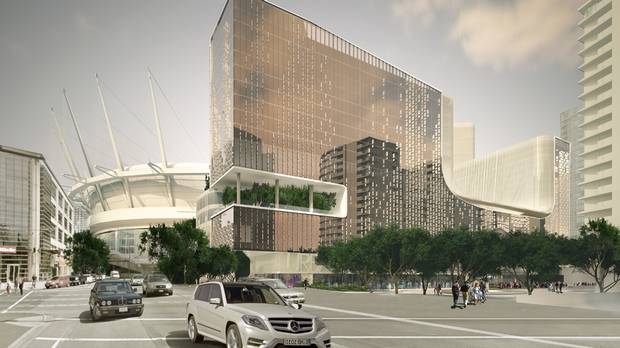 An artist's rendering of the Parq Vancouver casino complex in Vancouver.
