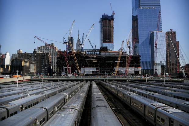 Construction of 30 Hudson Yards, seen in March of 2016.