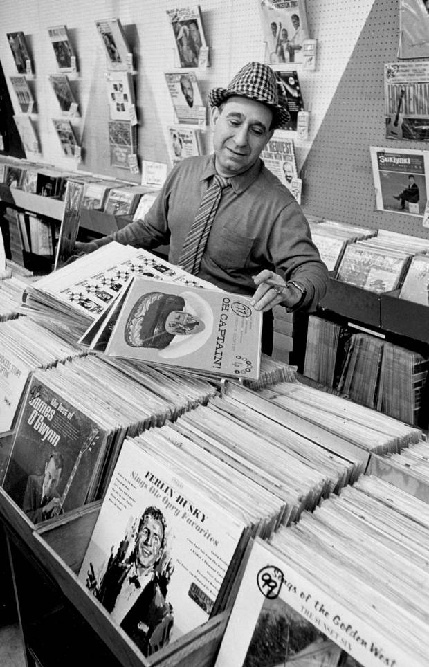Sam Sniderman in the Sam the Record Man store on Yonge Street in Toronto in February 1967.