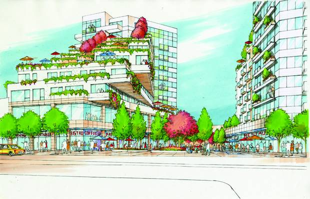 Every residential building in Northeast False Creek in Vancouver will have retail spaces at the ground level, filled with small non-chain shops – the kinds of places that can usually survive only in run-down, low-rent strips far from downtown.
