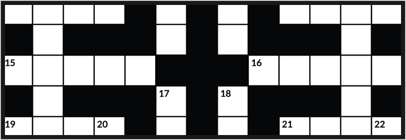 An image in black and white of the numbered rows and columns of an example crossword puzzle