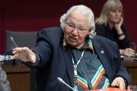 Senator Murray Sinclair prepares to appear before the Senate Committe on Aboriginal Peoples in Ottawa on Tuesday May 28, 2019. THE CANADIAN PRESS/Fred Chartrand