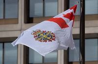 The Canadian Forces flag flies outside office buildings in Ottawa, Tuesday March 9, 2021. The acting Chief of the Defence Staff announced changes to appointments including the General and Flag Officers in the Canadian Forces. THE CANADIAN PRESS/Adrian Wyld
