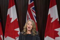 Marit Stiles, incoming leader of the Ontario NDP, provides new information related to the integrity commissioner’s Greenbelt investigation during a press conference at Queen’s Park in Toronto, on Wednesday, February 1, 2023. THE CANADIAN PRESS/Nathan Denette
