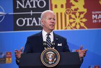 MADRID, SPAIN - JUNE 30: US President Joe Biden holds his press conference at the NATO Summit on June 30, 2022 in Madrid, Spain. During the summit in Madrid, on June 30 NATO leaders will make the historic decision whether to increase the number of high-readiness troops above 300,000 to face the Russian threat.  (Photo by Denis Doyle/Getty Images)