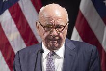 FILE - Rupert Murdoch introduces Secretary of State Mike Pompeo during the Herman Kahn Award Gala, Oct. 30, 2019, in New York. Documents in defamation lawsuit illustrate pressures faced by Fox News journalists in the weeks after the 2020 presidential election. The network was on a collision course between giving its conservative audience what it wanted and reporting uncomfortable truths about then-President Donald Trump and his false fraud claims. (AP Photo/Mary Altaffer, File)
