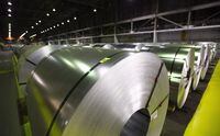 Rolls of coiled coated steel are shown at Stelco before a visit by the Chrystia Freeland, Minister of Foreign Affairs, in Hamilton on June 29, 2018.
