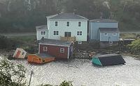 This handout image provided by Pauline Billard on September 25, 2022, shows damage caused by Hurricane Fiona in Rose Blanche-Harbour le Cou, Newfoundland and Labrador, Canada. - Parts of eastern Canada suffered "immense" devastation, officials said Sunday after powerful storm Fiona swept houses into the sea and caused major power outages, as the Caribbean and Florida braced for intensifying Tropical Storm Ian. Fiona, a post-tropical cyclone that had earlier killed seven people in the Caribbean, tore into Nova Scotia and Newfoundland on September 24, 2022. (Photo by Pauline Billard / Pauline Billard / AFP) / RESTRICTED TO EDITORIAL USE - MANDATORY CREDIT "AFP PHOTO / Pauline Billard " - NO MARKETING - NO ADVERTISING CAMPAIGNS - DISTRIBUTED AS A SERVICE TO CLIENTS (Photo by PAULINE BILLARD/Pauline Billard/AFP via Getty Images)