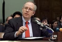 FILE - SEPTEMBER 14, 2022: It was reported that Ken Starr, a former federal judge who led the investigation against former President Bill Clinton during the 1990s Whitewater probe, has died at 76 due to complications from surgery. Starr also joined former President Donald Trump’s legal team during his first impeachment trial. WASHINGTON, :  Independent Counsel Kenneth Starr testifies before the House Judiciary Committee on impeachment inquiry 19 November on Capitol Hill in Washington DC.  Starr is expected to testify that US President Bill Clinton misused "the machinery of government" to illegally interfere with the Paula Jones sexual harassment lawsuit and Starr's criminal investigations.       (ELECTRONIC IMAGE) AFP PHOTO by Luke FRAZZA (Photo credit should read LUKE FRAZZA/AFP via Getty Images)