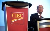 CIBC President and CEO Victor Dodig waits to speak before the company's annual and special meeting of shareholders in Vancouver, B.C., on Tuesday April 5, 2016. THE CANADIAN PRESS/Darryl Dyck