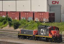 CN rail trains are shown at a train yard in Vaughan, Ont., on Monday, June 20, 2022. Canada's biggest railways will report their first-quarter results this week. THE CANADIAN PRESS/Nathan Denette