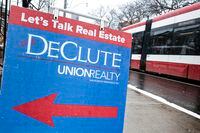 DeClute signage in Toronto on Thursday, Feb., 13, 2020. (Christopher Katsarov/The Globe and Mail)