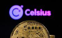 Celsius Network logo and representations of cryptocurrencies are seen in this illustration taken, June 13.