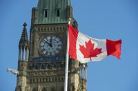 The federal government posted a surplus of $10.2 billion in the first quarter of the fiscal year. A Canadian flag flies near the Peace Tower on Parliament Hill in Ottawa on Wednesday, Oct. 23, 2019. THE CANADIAN PRESS/Sean Kilpatrick