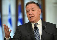 Quebec Premier François Legault speaks at a news conference prior to his government's first cabinet meeting since his party was re-elected, Wednesday, Oct. 26, 2022, at the legislature in Quebec City. THE CANADIAN PRESS/Jacques Boissinot