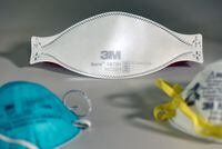 N95 respiration masks sit in a 3M lab in Maplewood, Minn., on March 4, 2020.