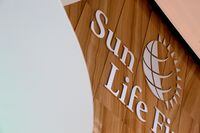 FILE PHOTO: The Sun Life Financial logo is seen at their corporate headquarters of One York Street in Toronto, Ontario, Canada, February 11, 2019.  REUTERS/Chris Helgren//File Photo