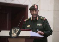 FILE - Sudan's Army chief Gen. Abdel-Fattah Burhan speaks in Khartoum, Sudan, on Dec. 5, 2022. Sudan’s warring generals Gen. Abdel-Fattah Burhan and Gen. Mohammed Hamdan Dagalo, agreed to hold a face-to-face meeting as part of efforts to establish a cease-fire and initiate political talks to end the country’s devastating war, an African regional bloc said Sunday, Dec 10, 2023. (AP Photo/Marwan Ali, File)