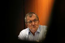 FILE PHOTO: Mark Bristow, CEO of Barrick Gold Co. looks on during an interview with Reuters at the African Mining Indaba 2022 conference, in Cape Town, South Africa, May 11, 2022. REUTERS/Shelley Christians