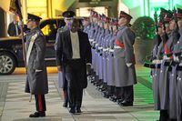 FILE PHOTO: The Honourable Artillery company give a guard of honour to President Cyril Ramaphosa of South Africa as he arrives for a banquet at the Guildhall in London, Britain, November 23, 2022. Yui Mok/Pool via REUTERS/File Photo