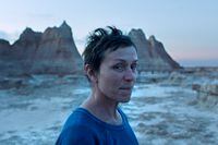 This image released by Searchlight Pictures shows Frances McDormand in a scene from the film "Nomadland." On Wednesday, Feb. 3, 2021 the film was nominated for a Golden Globe for best motion picture drama. (Searchlight Pictures via AP)