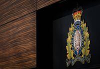 RCMP say a 33-year-old man has died after a fight among inmates at Stony Mountain Institution. The RCMP logo is seen outside the force's 'E' division headquarters in Surrey, B.C., on Thursday, March 16, 2023. THE CANADIAN PRESS/Darryl Dyck