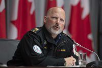 Vice-Admiral Craig Baines, who was a rear-admiral at the time, responds to questions during a news conference in Ottawa on May 19, 2020. The navy announced Tuesday that Sailor 1st Class Boris Mihajlovic has been released from duty following a second administrative review of his conduct. THE CANADIAN PRESS/Adrian Wyld