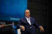 FILE — Larry Fink, chairman and CEO of BlackRock, at the 2022 DealBook summit in New York, on Nov. 30, 2022. Fink has urged companies to adopt socially conscious practices. (Winnie Au/The New York Times)