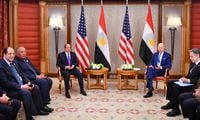 A handout picture released by the Egyptian Presidency shows Egyptian President Abdel Fattah al-Sisi (C-L), Foreign Minister Sameh Shoukri (2nd-L), and intelligence chief Abbas Kamel (L) meeting with US President Joe Biden (2nd-R) and Secretary of State Antony Blinken (R) in the Red Sea coastal city of Jeddah on July 16, 2022 ahead of the "GCC+3" summit. (Photo by EGYPTIAN PRESIDENCY / AFP) / === RESTRICTED TO EDITORIAL USE - MANDATORY CREDIT "AFP PHOTO / HO / EGYPTIAN PRESIDENCY' - NO MARKETING NO ADVERTISING CAMPAIGNS - DISTRIBUTED AS A SERVICE TO CLIENTS == (Photo by -/EGYPTIAN PRESIDENCY/AFP via Getty Images)