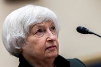 FILE PHOTO: U.S. Treasury Secretary Janet Yellen looks on during a U.S. House Committee on Financial Services hearing on the Annual Report of the Financial Stability Oversight Council, on Capitol Hill in Washington, DC, U.S. May 12, 2022. Graeme Jennings/Pool via REUTERS/File Photo