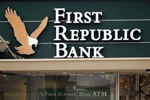 (FILES) This file photo taken on March 20, 2023 shows signage outside a First Republic Bank branch in Santa Monica, California. - US financial authorities have taken possession of California's troubled First Republic Bank, which will be acquired by JPMorgan Chase bank, government regulators announced on May 1. 2023 after rescue efforts failed. (Photo by Patrick T. Fallon / AFP) (Photo by PATRICK T. FALLON/AFP via Getty Images)