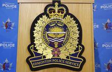 An Edmonton Police Services logo is shown at a press conference in Edmonton on Oct. 2, 2017. Police in Edmonton say they are investigating the death of a five-month-old girl as a homicide. THE CANADIAN PRESS/Jason Franson