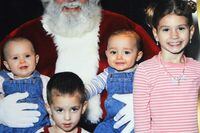 The Veillette children are shown visitin Santa in this undated handout photo, including Twins Jacob and Mia on Santa's lap, Vincent Veillette (foreground) and Marguerite Veillette (right). A Quebec man suspected of killing his wife and four children has been interviewed by police and will be arraigned on aggravated murder and other charges as soon as he is released from hospital, prosecutors said Monday. THE CANADIAN PRESS/Le Journal de Montreal - HO