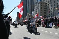Rolling Thunder protestors are seen in Ottawa, Ont. on Saturday, April 30, 2022. Spencer Colby/The Globe and Mail