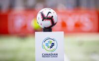 The game ball sits on a pedestal ahead of the inaugural soccer match of the Canadian Premier League in Hamilton, Ont. on April 27, 2019. THE CANADIAN PRESS/Aaron Lynett